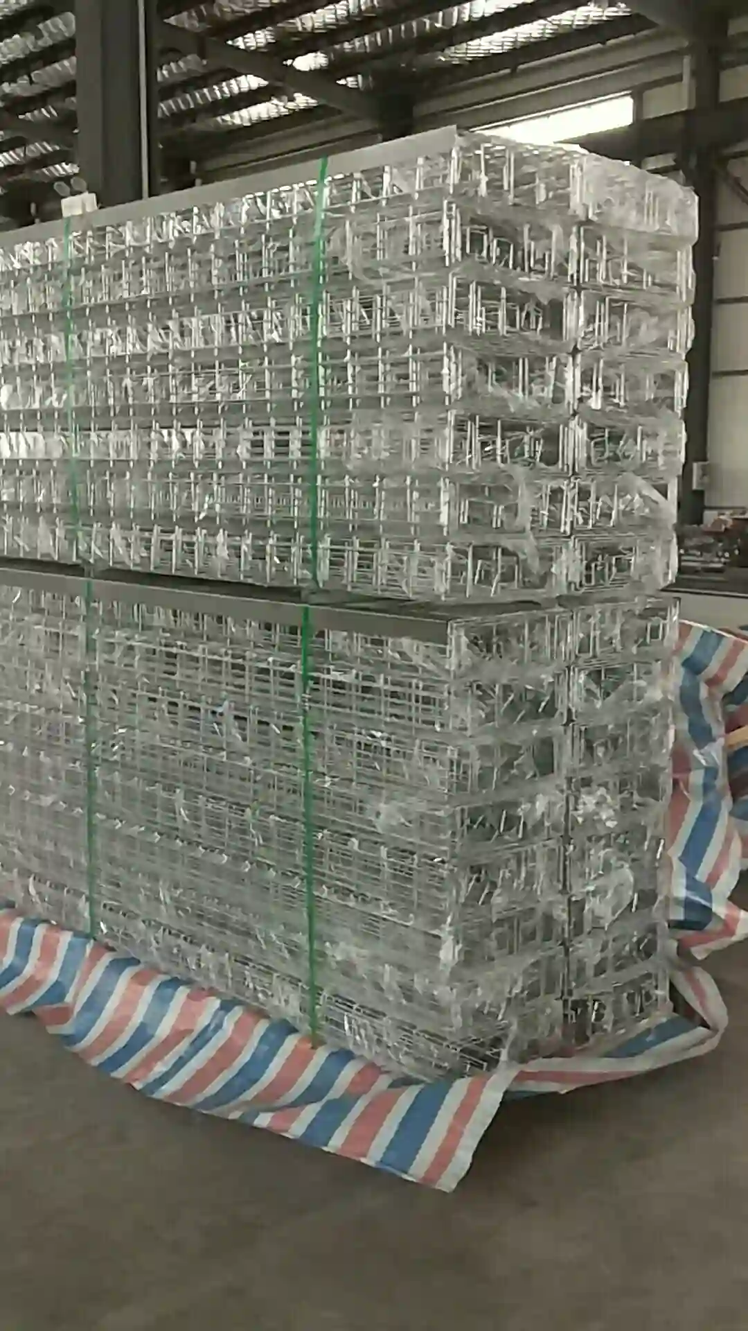 Cable tray crates loaded onto a pallet, ready to move to the container